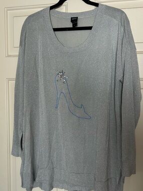 Torrid + Disney Cinderella Silver Glitter Shoe-Embellished Top